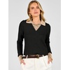 image:imageANRABESS Womens Long Sleeve Polo Lightweight Pullover Sweaters  Color Block 2 in 1 V Neck Soft Knit Button Cuffs Sweater Tops Business Casual Work Office Clothes Daily Wear Fall OutfitsBlack