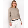 image:imageANRABESS Womens Long Sleeve Sweaters Cropped Crew Neck  Business Casual TopsLight Weight Comfy KnitPullover ShortSweaterBasic ClassicFall Fashion Winter Layer ClothesTan