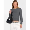 image:imageANRABESS Womens Long Sleeve Sweaters Cropped Crew Neck  Business Casual TopsLight Weight Comfy KnitPullover ShortSweaterBasic ClassicFall Fashion Winter Layer ClothesDark Grey