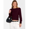 image:imageANRABESS Womens Long Sleeve Sweaters Cropped Crew Neck  Business Casual TopsLight Weight Comfy KnitPullover ShortSweaterBasic ClassicFall Fashion Winter Layer ClothesDark Red