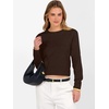 image:imageANRABESS Womens Long Sleeve Sweaters Cropped Crew Neck  Business Casual TopsLight Weight Comfy KnitPullover ShortSweaterBasic ClassicFall Fashion Winter Layer ClothesDeep Coffee