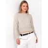 image:imageANRABESS Womens Long Sleeve Sweaters Cropped Crew Neck  Business Casual TopsLight Weight Comfy KnitPullover ShortSweaterBasic ClassicFall Fashion Winter Layer ClothesLight Almond