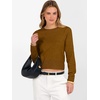 image:imageANRABESS Womens Long Sleeve Sweaters Cropped Crew Neck  Business Casual TopsLight Weight Comfy KnitPullover ShortSweaterBasic ClassicFall Fashion Winter Layer ClothesCaramel