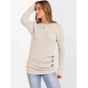 image:imageANRABESS Womens Long Sleeve Tunic Top 2026 Fall Sweaters Lightweight Ribbed Knit Buttons Shirts Casual Work OutfitsLight Khaki