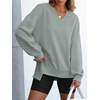 image:imageANRABESS Womens Long Sleeve VNeck Oversized Sweatshirts  Soft Lightweight Loose Fit Pullover Tops Casual School Workout Office Tunic Shirts Teen Girls Outfit Fall Winter ClothesLight Green