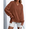 image:imageANRABESS Womens Long Sleeve VNeck Oversized Sweatshirts  Soft Lightweight Loose Fit Pullover Tops Casual School Workout Office Tunic Shirts Teen Girls Outfit Fall Winter ClothesCaramel Brown