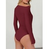image:imageANRABESS Womens Off Shoulder Long Sleeve Bodysuits  Business Casual Body Suit Asymmetrical Neck Top Going Out Cute Work Date Night Shirts Soft Knit Stretchy Fall ClothesWine Red