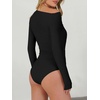 image:imageANRABESS Womens Off Shoulder Long Sleeve Bodysuits  Business Casual Body Suit Asymmetrical Neck Top Going Out Cute Work Date Night Shirts Soft Knit Stretchy Fall ClothesBlack