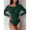 image:imageANRABESS Womens Off Shoulder Long Sleeve Bodysuits  Business Casual Body Suit Asymmetrical Neck Top Going Out Cute Work Date Night Shirts Soft Knit Stretchy Fall ClothesForest