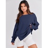 image:imageANRABESS Womens Oversized Crew Neck Sweatshirt Long Sleeve Shirts  Side Slits High Low Tunic Pairs With Leggings Soft Medium Weight Pullover Top Cozy Casual Slouchy Fall Spring ClothesNavy Blue