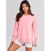 image:imageANRABESS Womens Oversized Crew Neck Sweatshirt Long Sleeve Shirts  Side Slits High Low Tunic Pairs With Leggings Soft Medium Weight Pullover Top Cozy Casual Slouchy Fall Spring ClothesPink