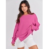 image:imageANRABESS Womens Oversized Crew Neck Sweatshirt Long Sleeve Shirts  Side Slits High Low Tunic Pairs With Leggings Soft Medium Weight Pullover Top Cozy Casual Slouchy Fall Spring ClothesHot Pink