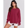 image:imageANRABESS Womens Oversized Crew Neck Sweatshirt Long Sleeve Shirts  Side Slits High Low Tunic Pairs With Leggings Soft Medium Weight Pullover Top Cozy Casual Slouchy Fall Spring ClothesRed
