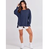 image:imageANRABESS Womens Oversized Crew Neck Sweatshirt Long Sleeve Shirts  Side Slits High Low Tunic Pairs With Leggings Soft Medium Weight Pullover Top Cozy Casual Slouchy Fall Spring ClothesNavy Blue