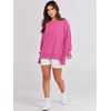 image:imageANRABESS Womens Oversized Crew Neck Sweatshirt Long Sleeve Shirts  Side Slits High Low Tunic Pairs With Leggings Soft Medium Weight Pullover Top Cozy Casual Slouchy Fall Spring ClothesHot Pink
