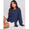 image:imageANRABESS Womens Oversized Crew Neck Sweatshirt Long Sleeve Shirts  Side Slits High Low Tunic Pairs With Leggings Soft Medium Weight Pullover Top Cozy Casual Slouchy Fall Spring ClothesNavy Blue