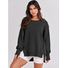 image:imageANRABESS Womens Oversized Crew Neck Sweatshirt Long Sleeve Shirts  Side Slits High Low Tunic Pairs With Leggings Soft Medium Weight Pullover Top Cozy Casual Slouchy Fall Spring ClothesBlack