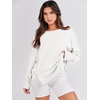 image:imageANRABESS Womens Oversized Crew Neck Sweatshirt Long Sleeve Shirts  Side Slits High Low Tunic Pairs With Leggings Soft Medium Weight Pullover Top Cozy Casual Slouchy Fall Spring ClothesWhite