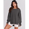 image:imageANRABESS Womens Oversized Crew Neck Sweatshirt Long Sleeve Shirts  Side Slits High Low Tunic Pairs With Leggings Soft Medium Weight Pullover Top Cozy Casual Slouchy Fall Spring ClothesDeep Gray