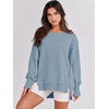 image:imageANRABESS Womens Oversized Crew Neck Sweatshirt Long Sleeve Shirts  Side Slits High Low Tunic Pairs With Leggings Soft Medium Weight Pullover Top Cozy Casual Slouchy Fall Spring ClothesLight Blue