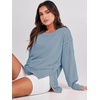 image:imageANRABESS Womens Oversized Crew Neck Sweatshirt Long Sleeve Shirts  Side Slits High Low Tunic Pairs With Leggings Soft Medium Weight Pullover Top Cozy Casual Slouchy Fall Spring ClothesLight Blue