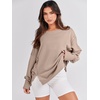 image:imageANRABESS Womens Oversized Crew Neck Sweatshirt Long Sleeve Shirts  Side Slits High Low Tunic Pairs With Leggings Soft Medium Weight Pullover Top Cozy Casual Slouchy Fall Spring ClothesKhaki