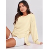 image:imageANRABESS Womens Oversized Crew Neck Sweatshirt Long Sleeve Shirts  Side Slits High Low Tunic Pairs With Leggings Soft Medium Weight Pullover Top Cozy Casual Slouchy Fall Spring ClothesCream Yellow