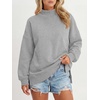 image:imageANRABESS Womens Oversized Mock Neck Sweatshirts  Pullover Long Sleeve Cute Tops Side Slit Loose Fit Comfy Soft Casual Work Daily Outfit Fall Winter Fashion ClothingLight Grey