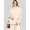 image:imageANRABESS Womens Oversized Turtleneck Sweater Sets  Soft Comfy Warm Lounge Set 2 Piece Outfits Pullover Top amp Wide Leg Pants Casual Travel Sweatsuit Fall Winter Daily WearBeige