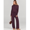 image:imageANRABESS Womens Oversized Turtleneck Sweater Sets  Soft Comfy Warm Lounge Set 2 Piece Outfits Pullover Top amp Wide Leg Pants Casual Travel Sweatsuit Fall Winter Daily WearWine Red