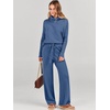 image:imageANRABESS Womens Oversized Turtleneck Sweater Sets  Soft Comfy Warm Lounge Set 2 Piece Outfits Pullover Top amp Wide Leg Pants Casual Travel Sweatsuit Fall Winter Daily WearBlue