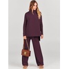 image:imageANRABESS Womens Oversized Turtleneck Sweater Sets  Soft Comfy Warm Lounge Set 2 Piece Outfits Pullover Top amp Wide Leg Pants Casual Travel Sweatsuit Fall Winter Daily WearWine Red