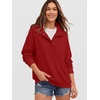 image:imageANRABESS Womens Waffle Knit Loose Snap Henley Sweatshirts  Lightweight Cozy Fabric Long Sleeve Pullover Tops Stand Collar Half Button Casual Daily Wear amp Preppy Spring amp FallRed