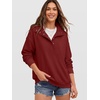 image:imageANRABESS Womens Waffle Knit Loose Snap Henley Sweatshirts  Lightweight Cozy Fabric Long Sleeve Pullover Tops Stand Collar Half Button Casual Daily Wear amp Preppy Spring amp FallBirck Red