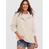 image:imageANRABESS Womens Waffle Knit Loose Snap Henley Sweatshirts  Lightweight Cozy Fabric Long Sleeve Pullover Tops Stand Collar Half Button Casual Daily Wear amp Preppy Spring amp FallBeige