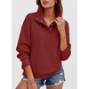 image:imageANRABESS Womens Waffle Knit Loose Snap Henley Sweatshirts  Lightweight Cozy Fabric Long Sleeve Pullover Tops Stand Collar Half Button Casual Daily Wear amp Preppy Spring amp FallBirck Red