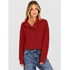 image:imageANRABESS Womens Waffle Knit Loose Snap Henley Sweatshirts  Lightweight Cozy Fabric Long Sleeve Pullover Tops Stand Collar Half Button Casual Daily Wear amp Preppy Spring amp FallRed