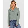 image:imageANRABESS Womens Waffle Knit Loose Snap Henley Sweatshirts  Lightweight Cozy Fabric Long Sleeve Pullover Tops Stand Collar Half Button Casual Daily Wear amp Preppy Spring amp FallGreen