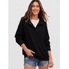 image:imageANRABESS Womens Waffle Knit Loose Snap Henley Sweatshirts  Lightweight Cozy Fabric Long Sleeve Pullover Tops Stand Collar Half Button Casual Daily Wear amp Preppy Spring amp FallBlack