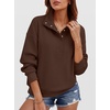 image:imageANRABESS Womens Waffle Knit Loose Snap Henley Sweatshirts  Lightweight Cozy Fabric Long Sleeve Pullover Tops Stand Collar Half Button Casual Daily Wear amp Preppy Spring amp FallBrown