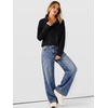 image:imageANRABESS Womens Waffle Knit Loose Snap Henley Sweatshirts  Lightweight Cozy Fabric Long Sleeve Pullover Tops Stand Collar Half Button Casual Daily Wear amp Preppy Spring amp FallBlack