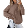 image:imageANRABESS Sweaters for Women Oversized Cable Knit 2026 Fall Long Sleeve Crewneck Casual Pullover Sweater Tops Winter Outfits Coffee XXLarge