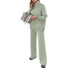image:imageANRABESS Womens 2 Piece Outfits Turtleneck Matching Lounge Set Sweater Top Wide Leg Pants Fall Cozy Knit Sweatsuit LoungewearLight Green