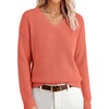 image:imageANRABESS Womens Fall v Neck Knit Sweater  Cozy Soft Spilt Hem Pullover Long Sleeve Loose Fit Tops Basic Business Casual Work Layering Trendy Winter OutfitsOrange