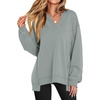 image:imageANRABESS Womens Long Sleeve VNeck Oversized Sweatshirts  Soft Lightweight Loose Fit Pullover Tops Casual School Workout Office Tunic Shirts Teen Girls Outfit Fall Winter ClothesLight Green