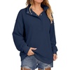 image:imageANRABESS Womens Waffle Knit Loose Snap Henley Sweatshirts  Lightweight Cozy Fabric Long Sleeve Pullover Tops Stand Collar Half Button Casual Daily Wear amp Preppy Spring amp FallNavy Blue