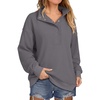 image:imageANRABESS Womens Waffle Knit Loose Snap Henley Sweatshirts  Lightweight Cozy Fabric Long Sleeve Pullover Tops Stand Collar Half Button Casual Daily Wear amp Preppy Spring amp FallGrey