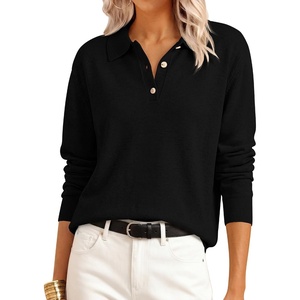 image:imageANRABESS Sweaters for Women Polo Collared Knit Long Sleeve Pullover  Soft Lightweight Cozy Feel V Neck Button Shirts Business Casual amp Office Clothes Fall Winter Dressy WearBlack