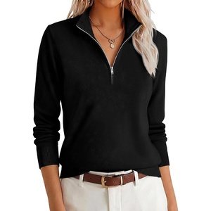 image:imageANRABESS Women Quarter Zip Long Sleeve Fall Pullover Sweater  Soft Knit Fabric Medium Stretch Business Casual Work Office Travel Vacation 2026 Trendy Fashion Winter Cozy OutfitsBlack
