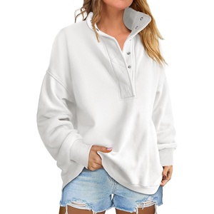 image:imageANRABESS Womens Long Sleeve Henley Oversized Sweatshirts  Soft Fleece Button Stand Collar Pullover Tops Loose Drop Shoulder Fit School Daily Casual Outfits Fall Winter ClothesWhite